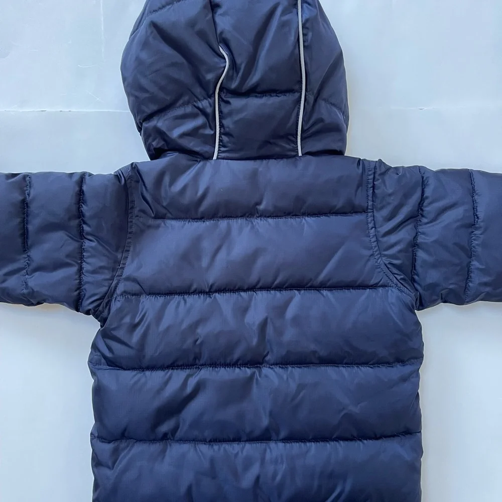 Crewcuts Navy Puffer Hooded Jacket with Neon Zipper Pull